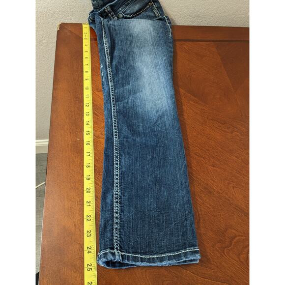 Silver Jeans Suki Capri W27 Blue 29x25 Thick Stitching Fade Medium Wash Low Rise - Picture 10 of 13